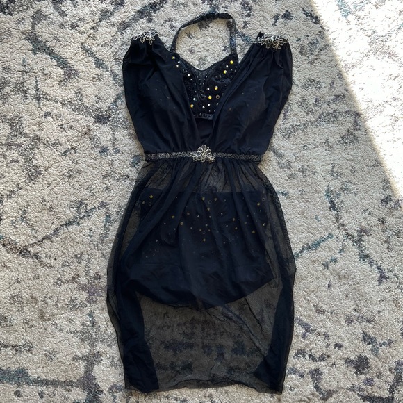 Custom Black Rhinestone Three Piece Dance Costume - Picture 4 of 9